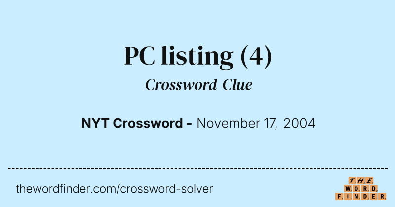 PC listing crossword clue image