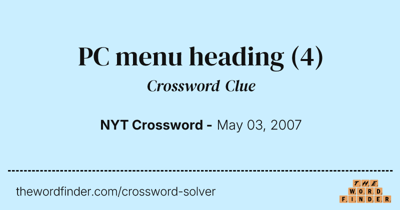PC menu heading crossword clue image