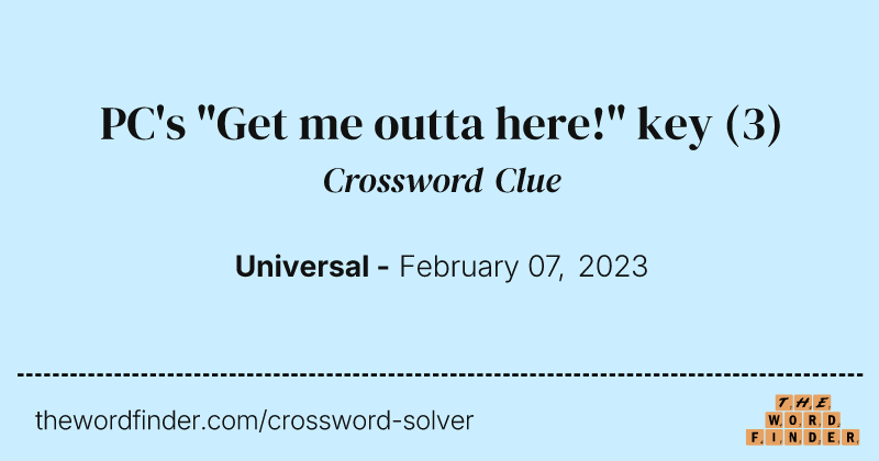 PC's "Get me outta here!" key crossword clue image