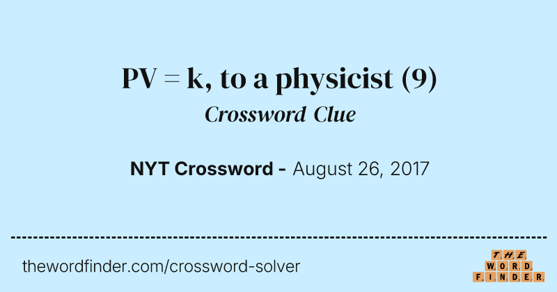 PV = k, to a physicist crossword clue image