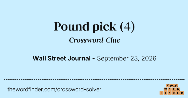 Pound pick crossword clue image