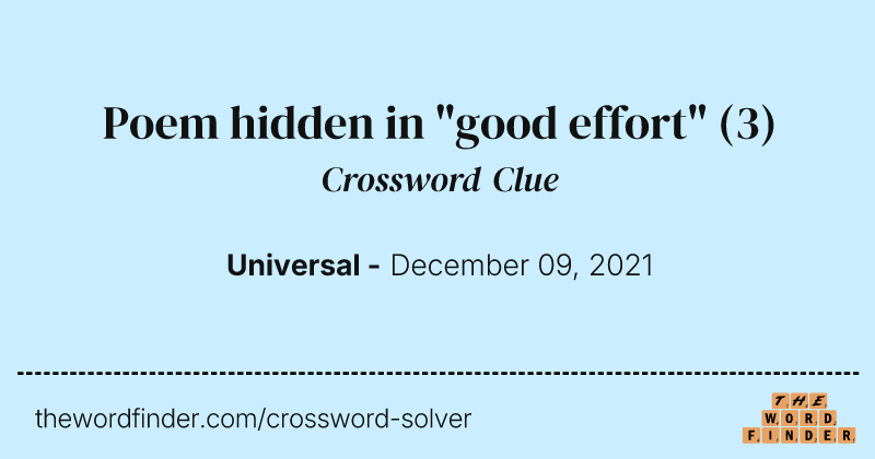 Poem hidden in "good effort" crossword clue image
