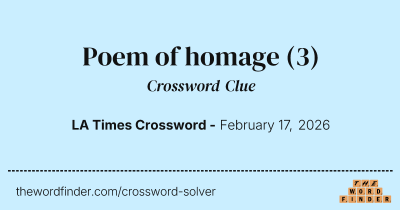 Poem of homage crossword clue image