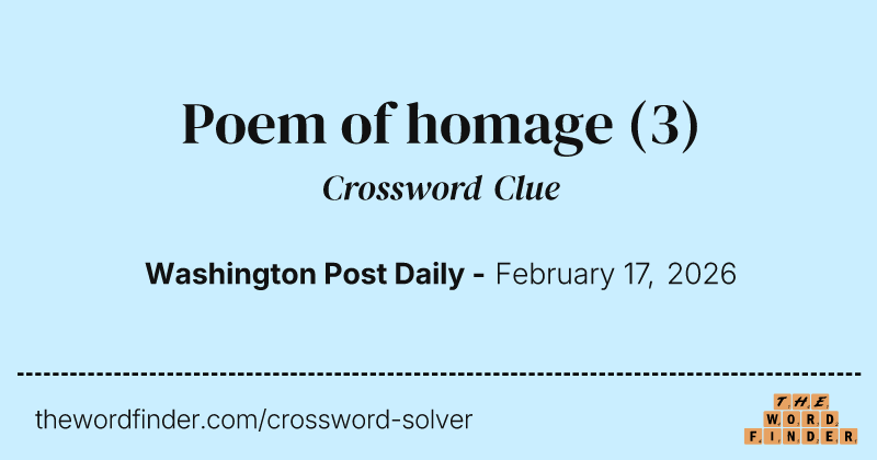 Poem of homage crossword clue image