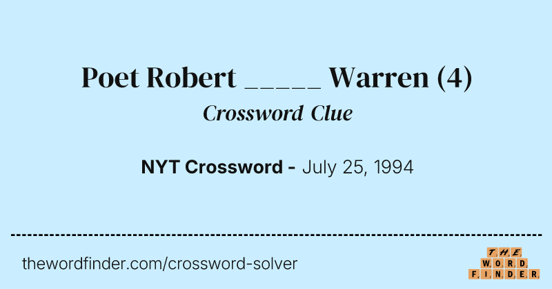 Poet Robert _____ Warren crossword clue image