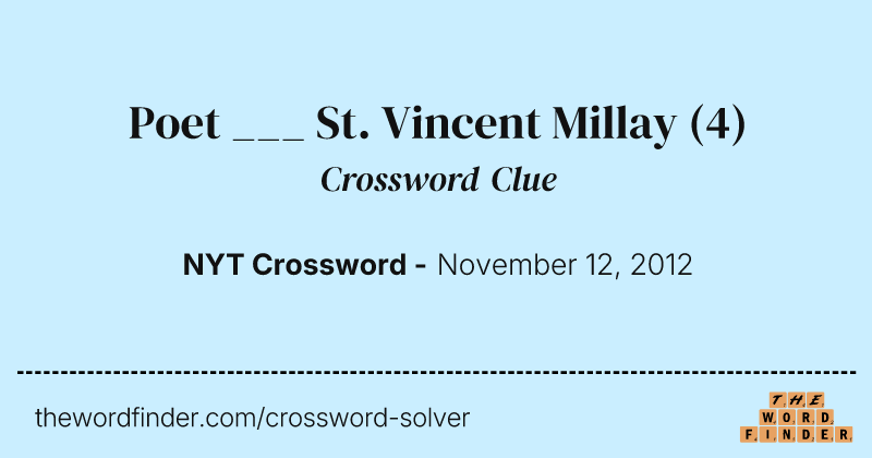 Poet ___ St. Vincent Millay crossword clue image