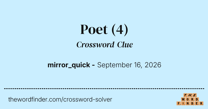 Poet crossword clue image