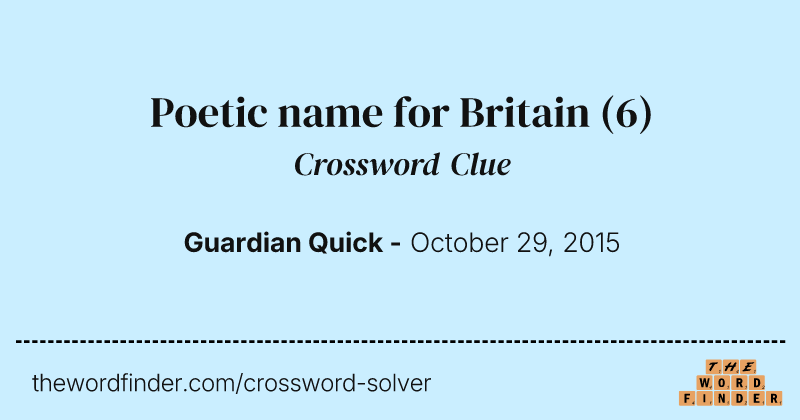 Poetic name for Britain crossword clue image