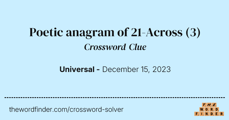 Poetic anagram of 21-Across crossword clue image
