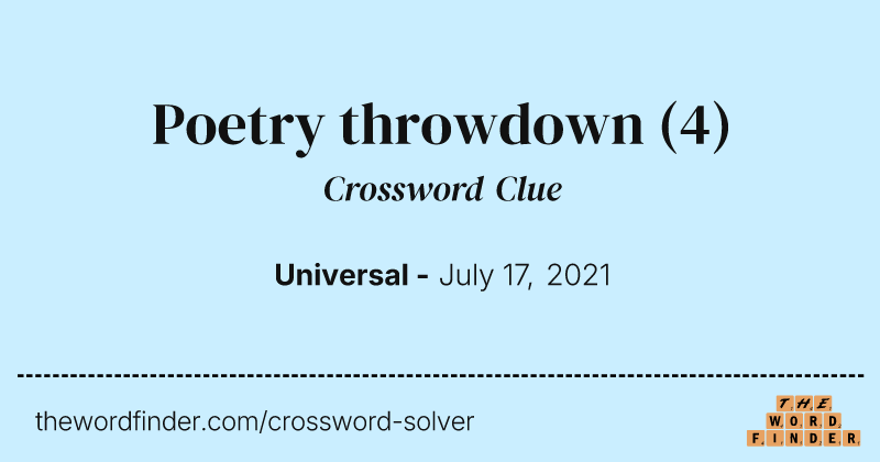 Poetry throwdown crossword clue image