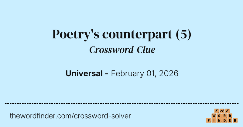 Poetry's counterpart crossword clue image