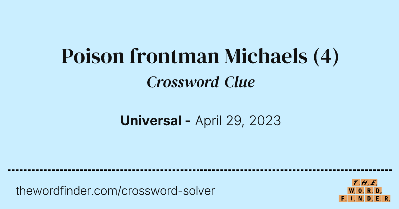 Poison frontman Michaels crossword clue image
