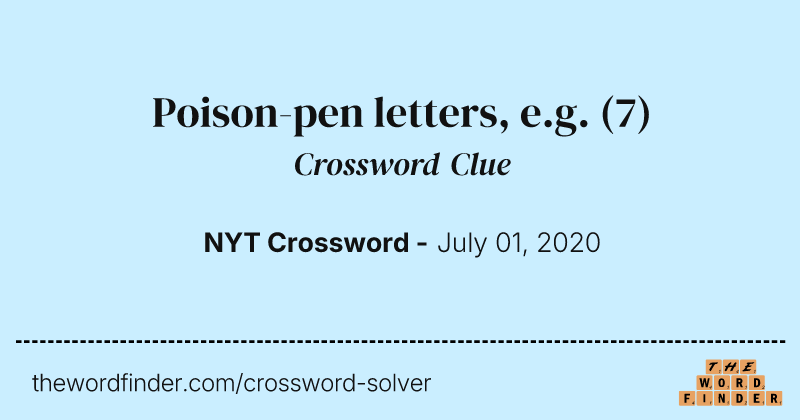 Poison-pen letters, e.g. crossword clue image