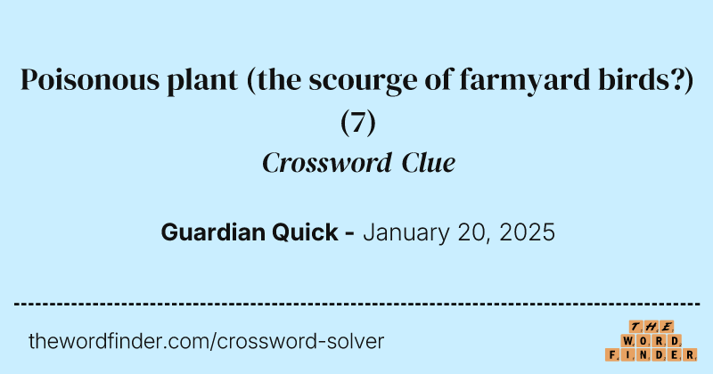 Poisonous plant (the scourge of farmyard birds?) crossword clue image