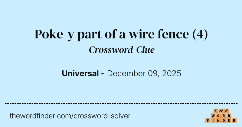 Poke-y part of a wire fence crossword clue image