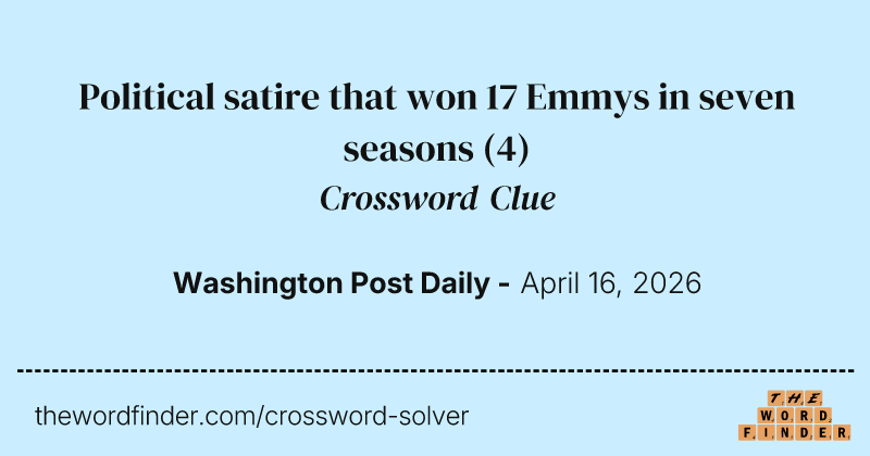 Political satire that won 17 Emmys in seven seasons crossword clue image
