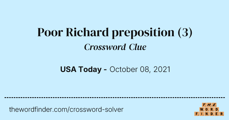 Poor Richard preposition crossword clue image