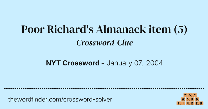 Poor Richard's Almanack item crossword clue image