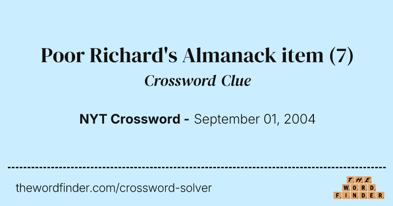 Poor Richard's Almanack item crossword clue image