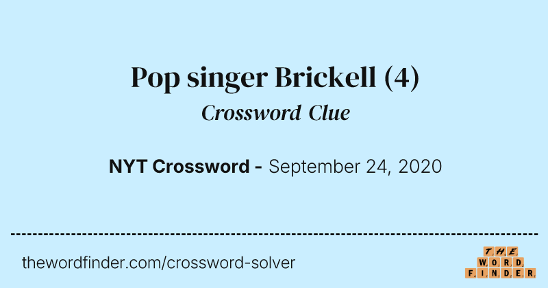 Pop singer Brickell crossword clue image