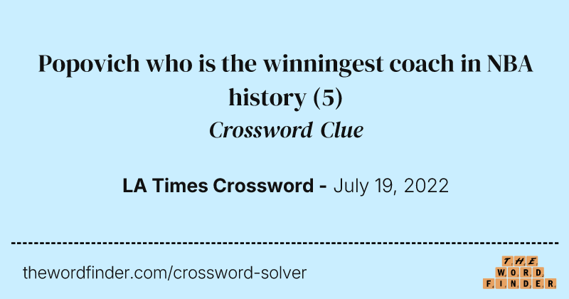 Popovich who is the winningest coach in NBA history crossword clue image