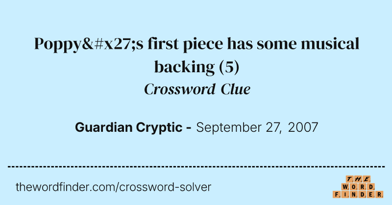 Poppy's first piece has some musical backing crossword clue image