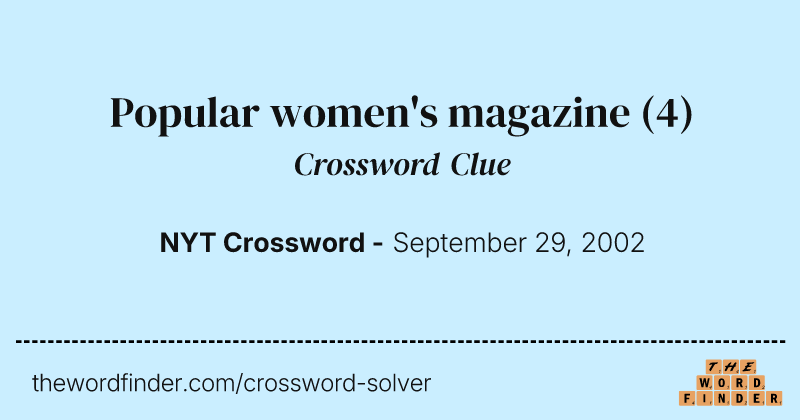 Popular women's magazine crossword clue image