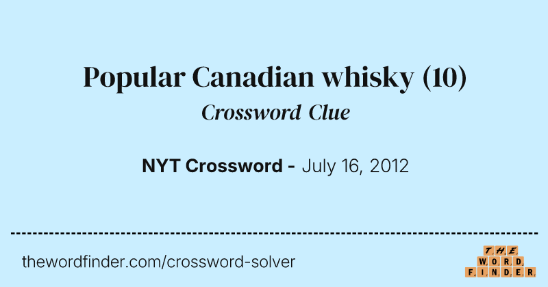 Popular Canadian whisky crossword clue image