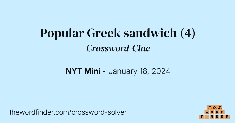 Popular Greek sandwich crossword clue image