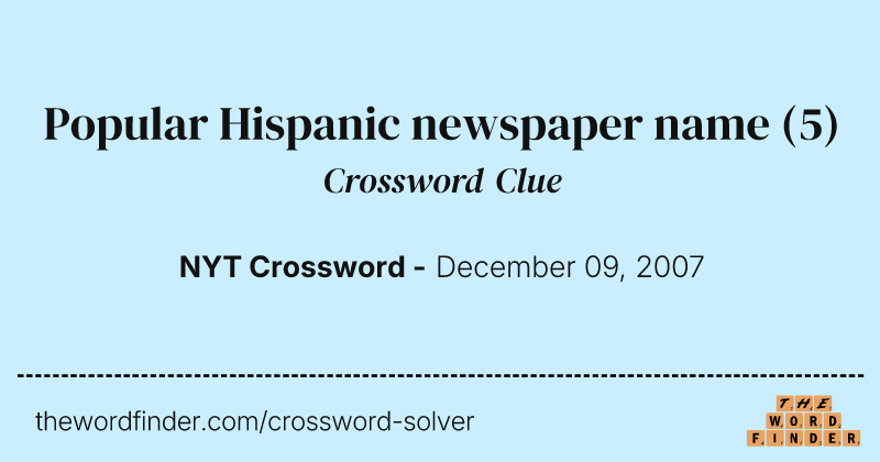 Popular Hispanic newspaper name crossword clue image