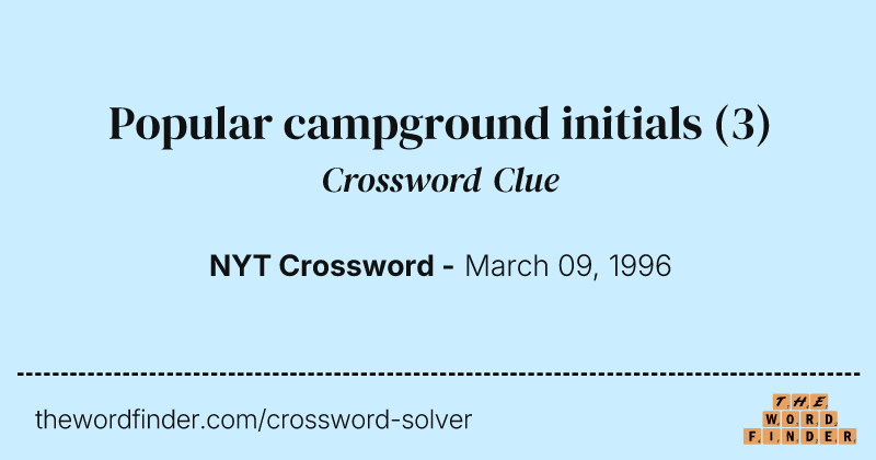 Popular campground initials crossword clue image