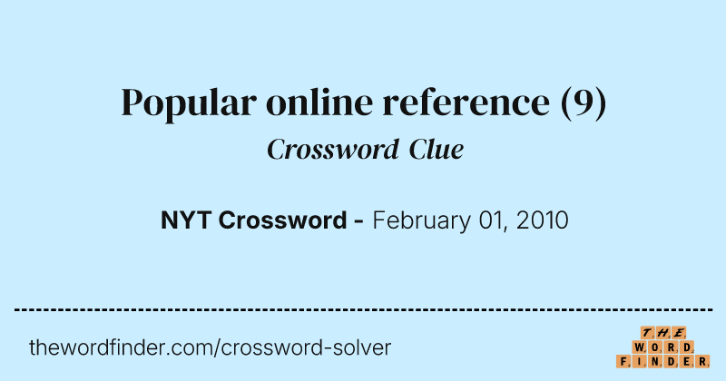 Popular online reference crossword clue image