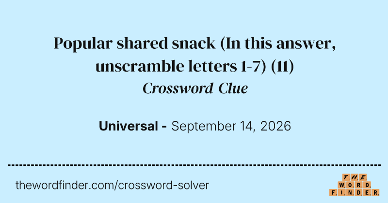 Popular shared snack (In this answer, unscramble letters 1-7) crossword clue image