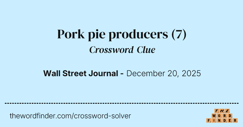 Pork pie producers crossword clue image