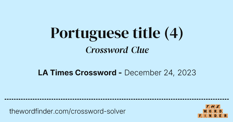 Portuguese title crossword clue image