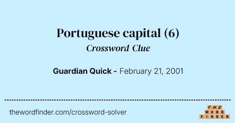 Portuguese capital crossword clue image