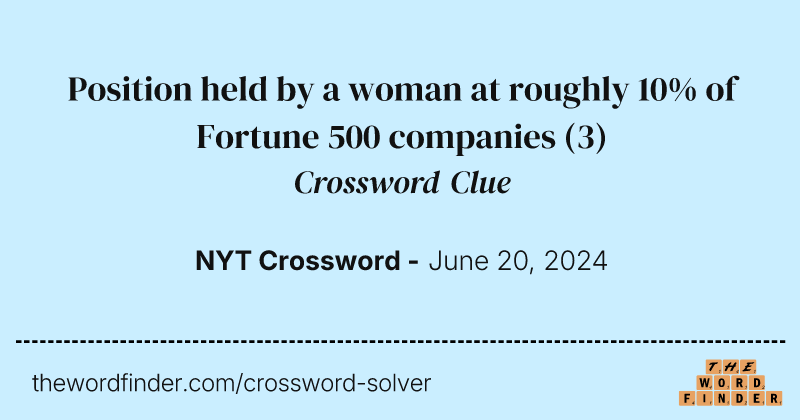 Position held by a woman at roughly 10% of Fortune 500 companies crossword clue image