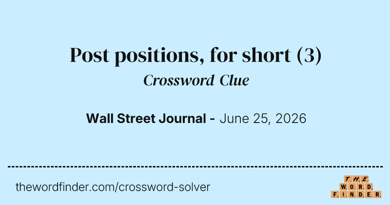 Post positions, for short crossword clue image