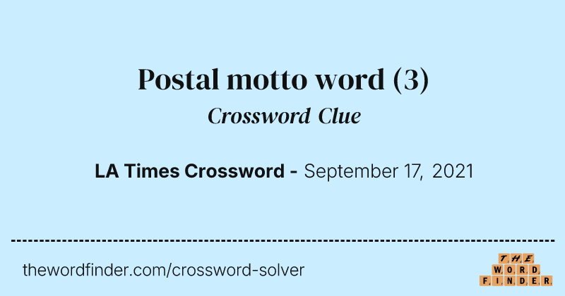 Postal motto word crossword clue image