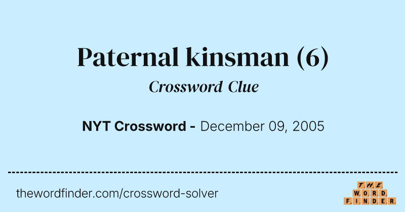 Paternal kinsman crossword clue image