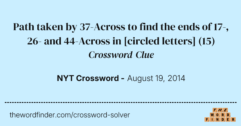 Path taken by 37-Across to find the ends of 17-, 26- and 44-Across in [circled letters] crossword clue image