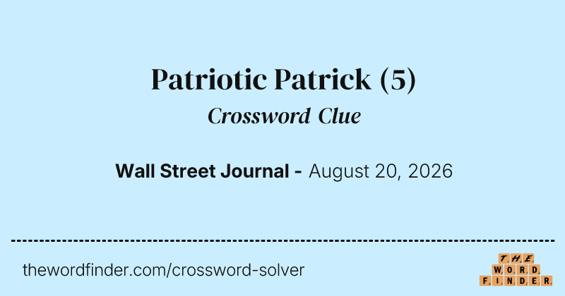 Patriotic Patrick crossword clue image