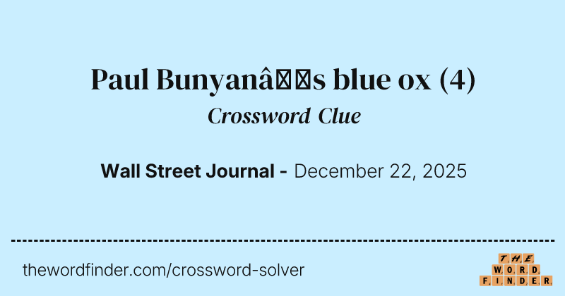 Paul Bunyan’s blue ox crossword clue image