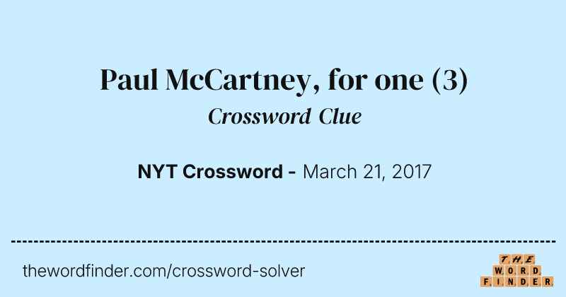 Paul McCartney, for one crossword clue image