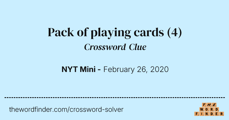 Pack of playing cards crossword clue image