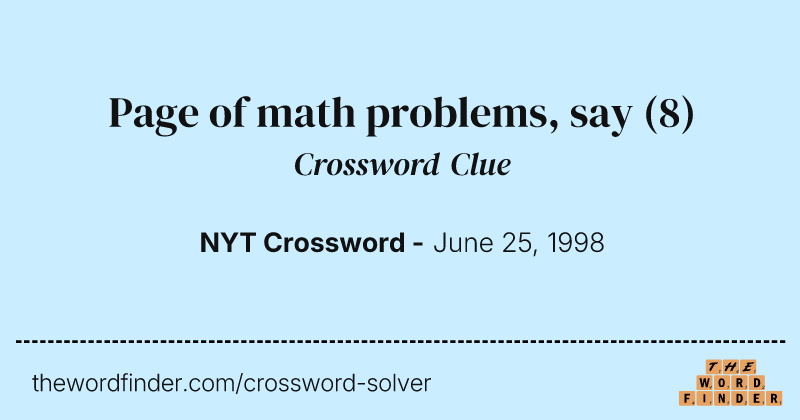 Page of math problems, say crossword clue image