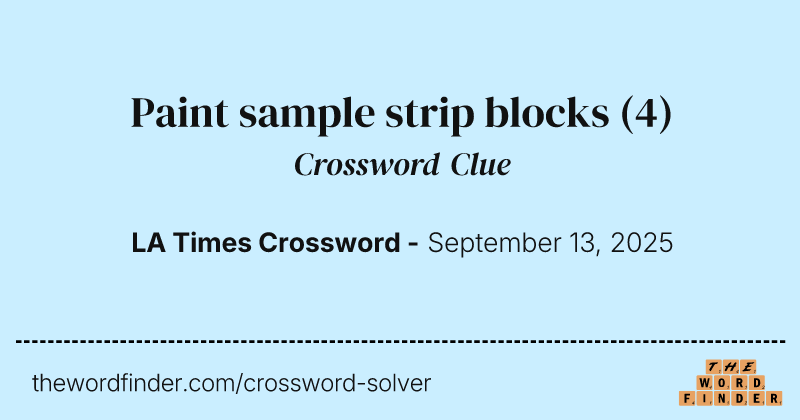 Paint sample strip blocks crossword clue image