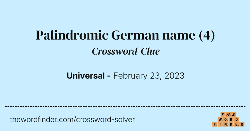 Palindromic German name crossword clue image
