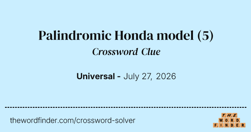 Palindromic Honda model crossword clue image