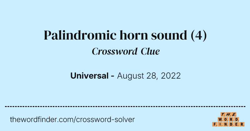 Palindromic horn sound crossword clue image